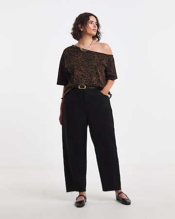 Simply Be Animal Print Off The Shoulder Slub Top
