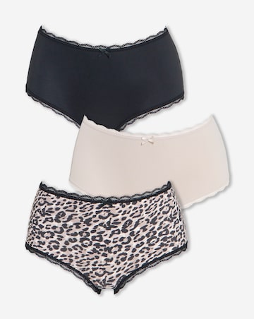 Pretty Secrets (3 Pack) Microfibre Lace Trim Short Knickers