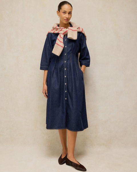 White Stuff Luna Denim Pleat Dress