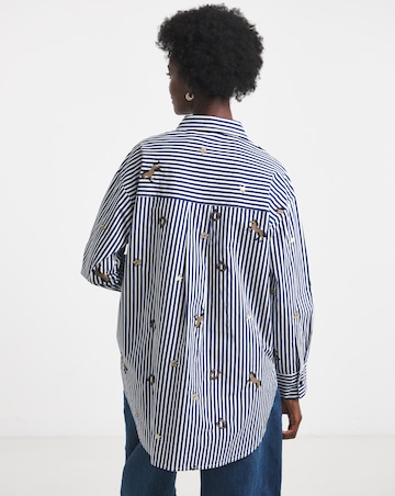 Embroidered Motif Stripe Shirt