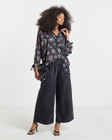 Twisted Wunder Stacey Star & Heart Print Chiffon Shirt