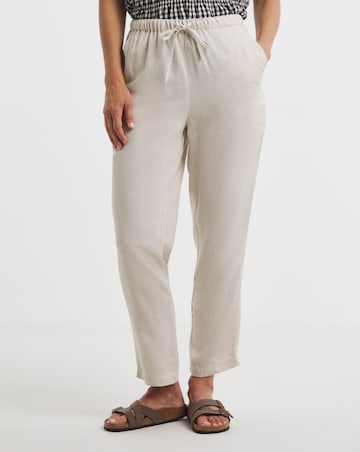 Stone Linen Mix Tapered Trouser
