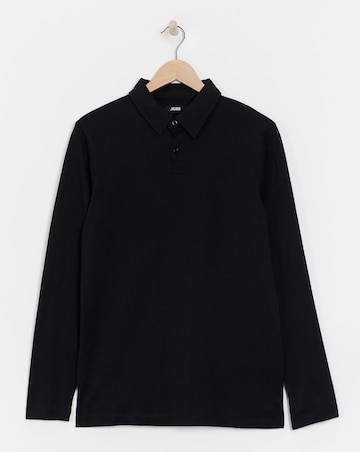 Long Sleeve Jersey Polo- Black
