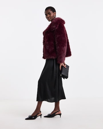 Burgundy Short Faux Fur Jacket