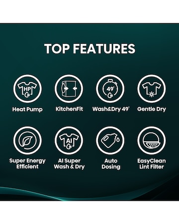 Hisense 5i 12kg / 8kg Heat Pump KitchenFit Washer Dryer Black