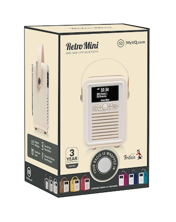 VQ Retro Mini DAB Radio - Light Grey