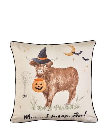 Catherine Lansfield Halloween Highland Cow Cushion