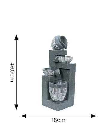 ValueLights Solar Powered Stacking Pots Water Feature Outdoor Fountain