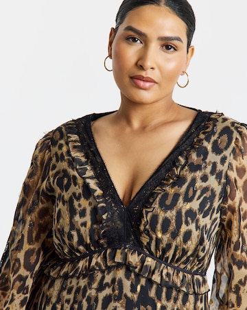 Simply Be Foil Spot Leopard Print Maxi Dress