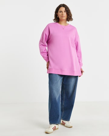Simply Be Bright Pink Side Split Sweatshirt Tunic