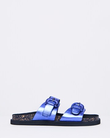 Simply Be Alisha Leather Double Buckle Footbed Sandals - Extra Wide Fit (EEE)