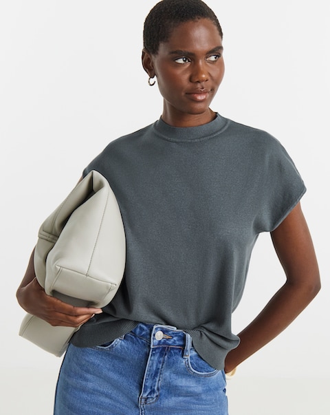 Short Sleeve Funnel Neck Tee