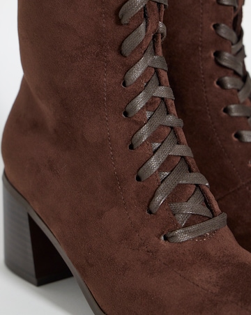 Megan Lace Up Block Heel Ankle Boots - Extra Wide Fit (EEE)