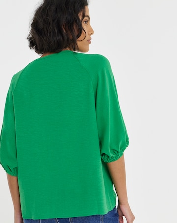Simply Be Green Bubble Sleeve Cinch Waist Top