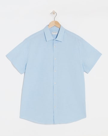 Jack & Jones Breeze Short Sleeve Linen Shirt - Blue