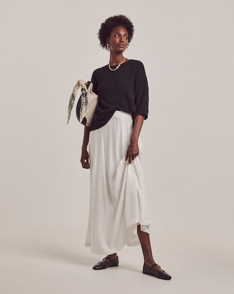 Anthology White Linen Seam Detail Maxi Skirt
