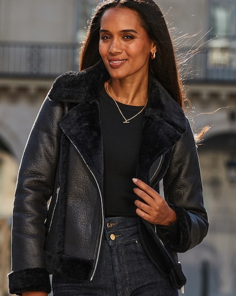 Sosandar Faux Shearling Coat