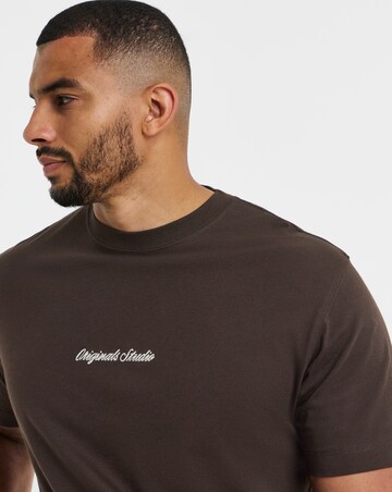 Jack & Jones Norrebro Embroidered Logo T-Shirt - Brown