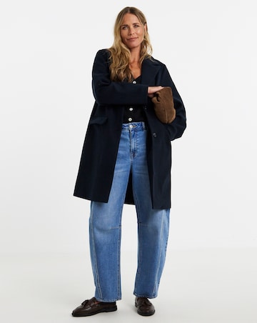 Navy Single Breasted Lined Coat