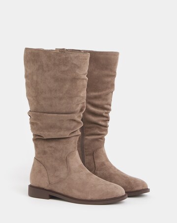 Pebble Knee High Ruched Boots - Wide Fit (E) & Curvy Calf
