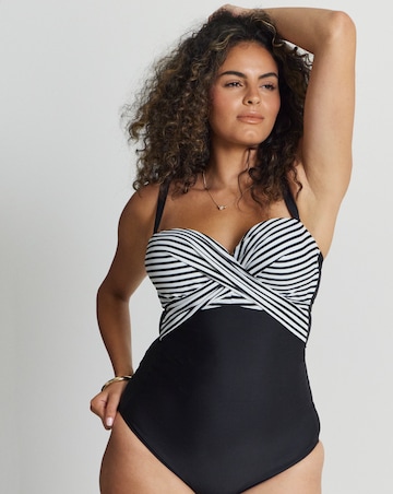 Figleaves Tailor Twist Underwired Bandeau Tummy Control Swimsuit - Longer Length
