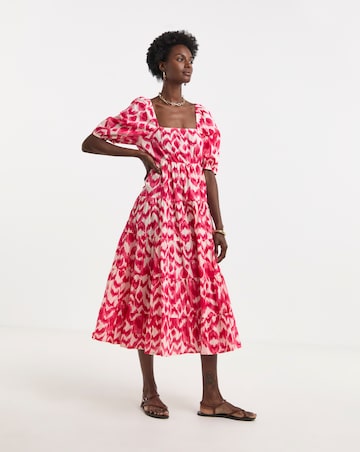 Pure Cotton Bow Back Tier Maxi Dress