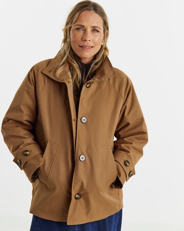 Tobacco Quilt Lined Faux Fur Collar Parka