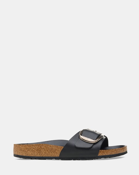Birkenstock Madrid Black Oiled Leather Big Buckle Sandals - Standard Fit (D)