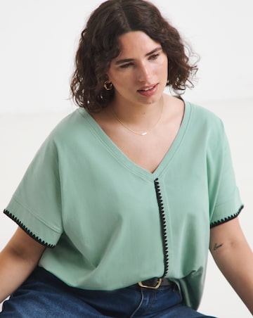 Simply Be Sage Whipstitch T-Shirt