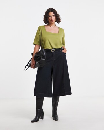 Simply Be Olive Half Sleeve Square Neck Top