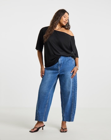 Simply Be Black Off The Shoulder Short Sleeve Top