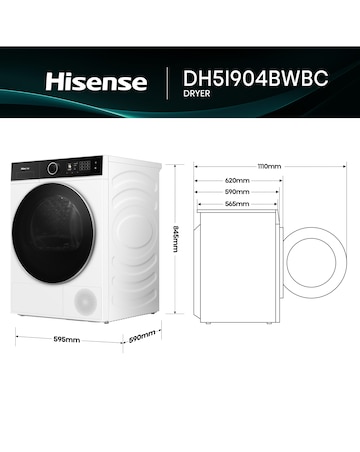 Hisense 5i 9kg KitchenFit Heat Pump Dryer White
