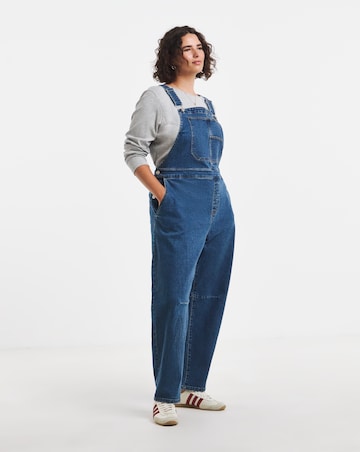 Dark Blue Barrel Leg Denim Dungaree