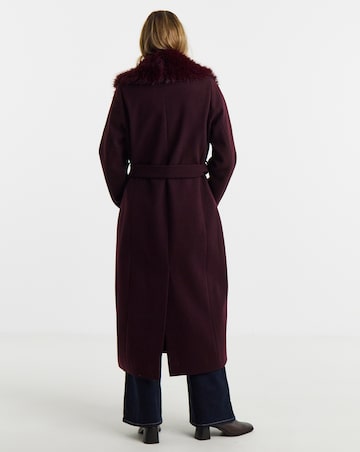 Aubergine Faux Fur Collar Coat