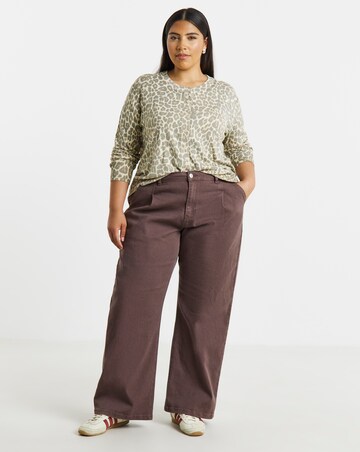 Eversoft Leopard Print Crew Neck Cardigan