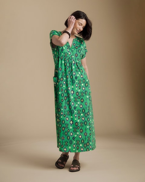 Julipa Printed Pocket Jersey Midi Dress