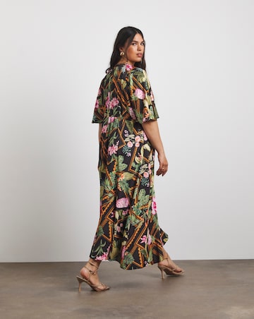 Joanna Hope Cape Sleeve Printed Tea Dress