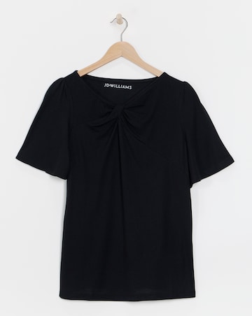 Black Twist Detail Angel Sleeve Top