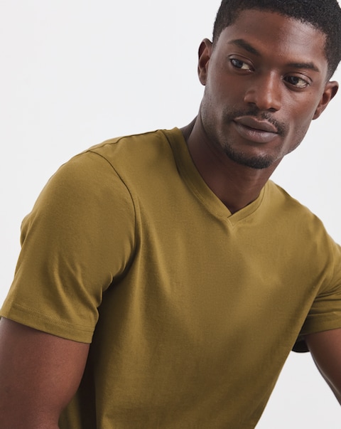 Pure Cotton V Neck T-Shirt Long