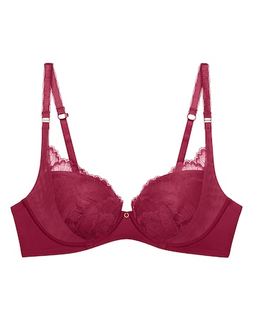 Triumph Love In Lace Wired Padded Plunge Bra Red