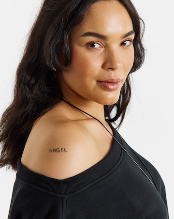 Simply Be Black Off The Shoulder Sweatshirt
