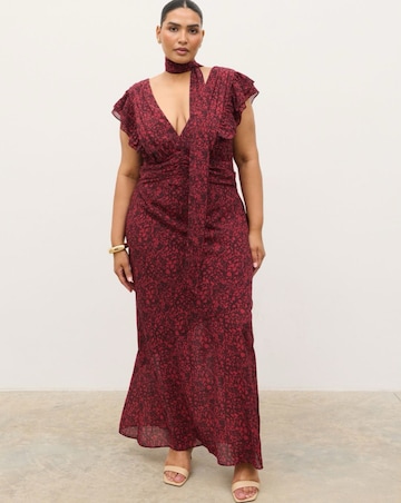 Pretty Lavish Andi V-Neck Frill Leopard Print Maxi Dress