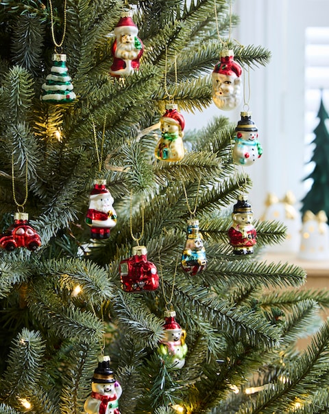 Gisela Graham Pack of 12 Painted Glass Mini Tree Decorations