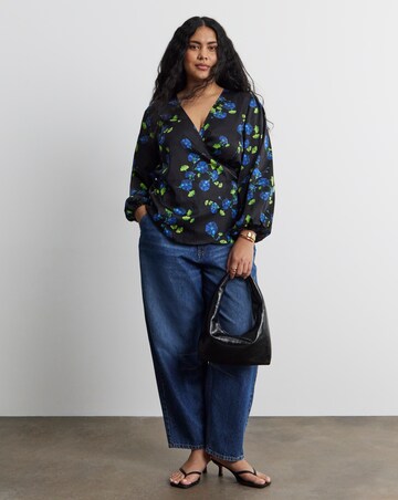 Joanna Hope Floral Satin Wrap Blouse