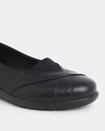 Cushion Walk Slip-On Wedge Elasticated Ballerina Shoes - Wide Fit (E)