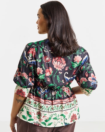 Simply Be Border Print Puff Sleeve Top