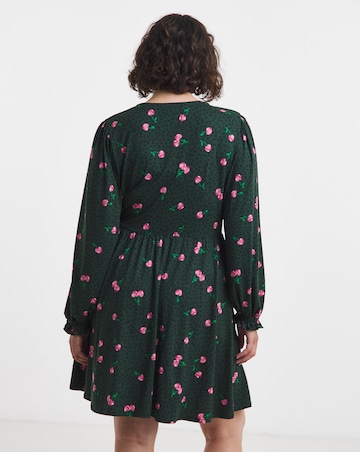 Simply Be Leopard And Cherry Print Lace Trim Supersoft Skater Dress