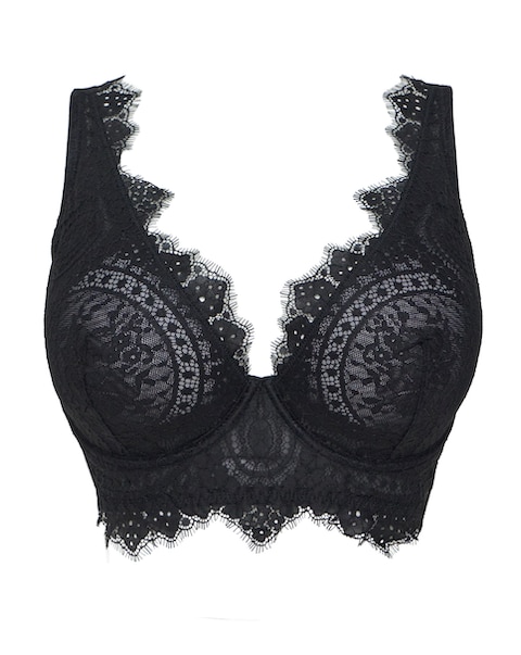 Figleaves Curve Adore Lace High Apex Full Cup Bra B-H - Black