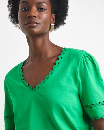 Green Ric Rack Short Sleeve Top