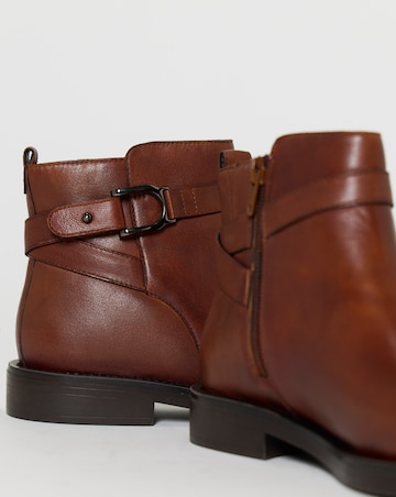 Jazz Leather Flat Buckle Ankle Boots - Extra Wide Fit (EEE)